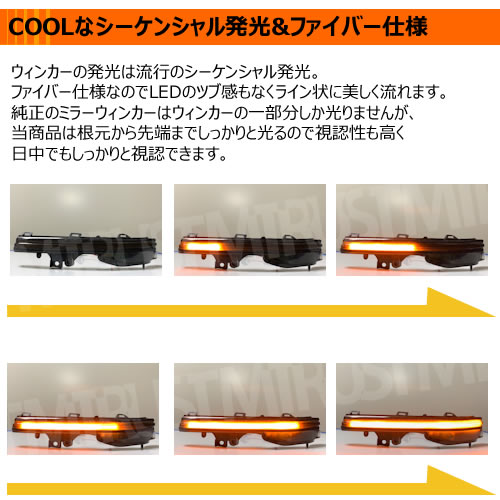 車種専用 LEXUS LS LS500 LS500h VXFA50 VXFA55 GVF50 GVF55 対応 LED シーケンシャル ドアミラー  ウィンカーユニット 左右セット ダークスモーク スポーティ カスタム VIP ファイバールック ファイバー調 流れる 流星 カプラーオン 簡単取付  レクサス 現行 新型【エムトラ】