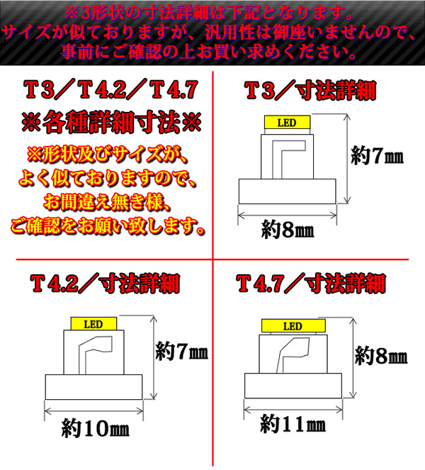 LED T3型 高輝度SMD 1連◎1個価格◎ メーター球やエアコンパネル シガーライター球 スイッチランプに◎ホワイト ブルー オレンジ グリーン  レッド ピンクから選択可【マイクロLED 車内用】【自動車用】【1ヶ月保証付】【エムトラ】